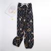 Calças de pijama de seda de algodão Calças Shrink Femininas Verão Novo Tamanho Grande Soltas Grávidas Calças Externas com Lanterna de Bolso Shrink Calças