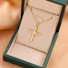 Collar Cruz Micro-Embebido Europeo y Americano de Moda, Collar de Acero de Titanio de Alta Gama, Cadena para Clavícula de Mujer, Joyería de Venta Caliente, Al por Mayor en Stock