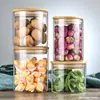 Frasco Sellado de Vidrio de Borosilicato Alto Tapa de Bambú Frasco de Almacenamiento a Prueba de Humedad Botella de Almacenamiento para Granos y Cereales