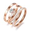 Anillo de Acero de Titanio de Alta Gama de Lujo Ligero Europeo y Americano Juego de Tres Piezas Acero Inoxidable Nicho No se Desvanece Anillo de Zirconia Venta al por Mayor en Stock