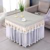 Mantel Cuadrado Universal Cuatro Estaciones Impermeable Cubierta de Mesa de Café Tela Cepillada Bordado Hilo Teñido Dividido Mantel a Prueba de Polvo