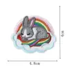Patches bordados de animais fofos com tema de cura arco-íris: urso, baleia, pinguim, coelho, patches de desenho animado termocolantes para roupas infantis