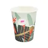 Flor Tropical Hoja Flamenco Tema Fiesta de Cumpleaños Decoración para Adultos Vajilla Desechable Taza de Papel 8