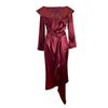 Vestido Midi Irregular de Satén para Mujer Otoño 2026, Delgado, Ceñido a la Cintura, Manga Larga 5240