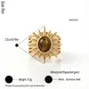 Anillo abierto de acero de titanio europeo y americano transfronterizo, oro de 18k, no se decolora, estilo vintage clásico, joyería de acero inoxidable incrustada con piedra de ojo de tigre
