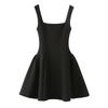 Vestido Dulce Chica Puro Sexy Cuello Cuadrado Sin Mangas Cintura Ajustada Adelgazante Corto Línea A Falda Corta con Tirantes
