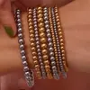 Moda Ins Europea y Americana Simple Popular Joyería de Mano Nicho Retro Acero Inoxidable Chapado en Oro de 18K Pulsera Elástica de Cuentas
