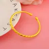 Pulsera Trenzada de Oro Arena Vietnamita para Mujer, Pulsera Abierta de Doble Perla, Latón Chapado en Oro Real Joyería al por Mayor