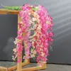 Florescimento Simulation Encriptação Flor de Glicínia Atacado Corredor de Casa Flor de Videira no Teto Decoração de Arco de Casamento String de Flor de Feijão Dolichos Flores Artificiais