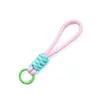 Colgante Llavero de Cuerda Trenzada de Nylon Anudada Bloque de Color Correa Corta para Teléfono Desmontable Accesorio de Correa Colgante Anti-Pérdida