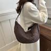 Bolso bandolera con bordado rómbico simple de color liso, bolso de hombro texturizado de gran capacidad para mujer