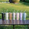 Taza Aislada de Gran Capacidad, Botella de Agua Unisex, Acero Inoxidable con Popote, Taza Portátil para Deportes y Viajes, Sellada de Gran Capacidad