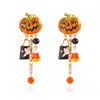 Nuevos Pendientes de Halloween Transfronterizos Europeos y Americanos para Mujer, Colgantes Creativos de Cabeza de Calabaza Fantasma, Pendientes de Diseño Irregular para Mujer