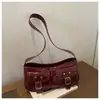 Bolsa de hombro cruzada de PU con acabado espejo, doble bolsillo, simple, elegante y moderna, para el día a día, 2026