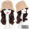 Peruca com Chapéu Tudo-em-Um Peruca Feminina Cabelo Longo Cacheado Pele de Cordeiro Chapéu de Pescador Peruca Outono e Inverno Versátil Cabelo Curto Cacheado Adorno para a Cabeça