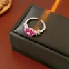 Anillo Abierto de Flor de Circonita Redonda Super Brillante Anillo para Dedo Índice Moda Retro Transfronteriza Europea y Americana Joyería de Lujo Ligero de Alta Gama