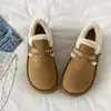Sapatos de algodão estilo Birkenstock, retrô, com sola grossa, que aumentam a altura, totalmente fechados, forrados com fleece, para mulheres, quentes para o inverno, botas de neve espessadas, sapatos peludos estilo Birkenstock