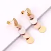 Brincos Estilo Europeu e Americano, Design Moderno e Simples, Brincos Redondos Geométricos com Emendas Personalizadas, Brincos de Aço Inoxidável para Mulheres
