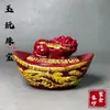 Ornamenta de Lingote Pixiu Dourado Cinnabar Atraindo Fortuna Tigela de Tesouro com Areia Dourada Roxa Atrai Fortuna Sala de Estar Exibição Doméstica Fornecimento Atacado