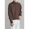 Suéter pullover retro minimalista de moda estilo japonés con cuello semi alto, corte holgado, top casual versátil, capa base cálida y suave