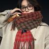 Cachecol de Xadrez Menina Inverno 2024 Novo Dupla Face Estilo Coreano High-end Engrossado Casaco Cachecol Retrô
