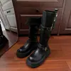 Botas altas negras estilo retro británico con tacón grueso y suela gruesa para mujer, novedad otoño e invierno 2026, tubo alto, adelgazantes, para montar
