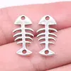 21x 11mm 0.78g accesorios de joyería de plata antigua DIY conector colgante de animal marino Espina de pescado