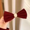 Horquilla con lazo rojo de Año Nuevo para mujer, para otoño e invierno, con clip para la parte posterior de la cabeza, para celebridades de Internet, con clip de primavera, accesorio para la cabeza sencillo.