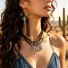 Sombrero de Vaquero Étnico Retro Transfronterizo de Aleación Botas de Vaquero Herradura Cactus Colgante Pulsera de Felpa Multicapa