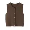 Roupas femininas transfronteiriças 2026 Moda europeia e americana casual colete de tricô sem mangas com botões e decote V C526985