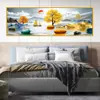 Pintura de cabecera para un dormitorio tranquilo y agradable, pintura decorativa orientada al oeste para el cabecero, pared de fondo de sofá, pintura colgante autoadhesiva con motivo de montaña