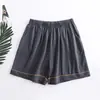Una generación de nuevos shorts de verano para mujer de algodón de porcelana de hielo con costuras de color contrastante, sueltos, cómodos, cintura elástica, ropa de casa