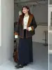 Falda de Punto Ruffle Estética A-Line Draped Talla Grande Runqi 9407 Tacto de Terciopelo Mate Falda Otoño Invierno