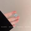 Moda Anillo Abierto Copo de Nieve Pequeño Fresco Nicho Simple Sentido de Alta Gama Exquisito Versátil Ojo de Gato Azul Anillo