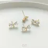 Aretes de Lazo de Zirconia Color-Preservante Chapados en Oro de 14K con Anillo Colgante Accesorios para Aretes Hechos a Mano DIY Materiales