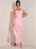 2025 Americano Transfronterizo AliExpress Sexy Ajustado con Volantes Nuevo Estilo Falda Larga Plisada Falda Jersey con Tirantes rosa