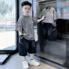 Ropa para niños, conjunto de outfit de verano para niños, nueva colección de verano 2027, estilo deportivo, camiseta fina de manga corta para niños mayores, moderno y genial