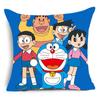 Funda de almohada sencilla y moderna de Doraemon con estampado azul de dibujos animados para sofá, bonita almohada de animación para dormitorio