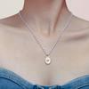 Colgante de estrella de fritillaria natural ovalada estilo palacio, collar de cadena de perlas de imitación, cadena de acero de titanio de lujo, joyería ligera para mujer
