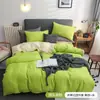 Funda de almohada con bolsillo, funda nórdica de tela cepillada de color liso, juego de tres piezas transfronterizo, funda nórdica de plumón, ropa de cama textil para el hogar de fibra ultrafina