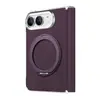 Aplicable a la funda de teléfono Apple Duo, cuero PU de color liso, soporte giratorio, magnético, cubierta protectora del eje central iPhoneduo