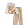Conjunto para Meninas 2026 Primavera Novo Estilo Transfronteiriço Tendência Color-Blocking Manga Longa e Calça Longa Casual Conjunto de Duas Peças