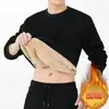 Sudadera de cuello redondo para hombre de otoño e invierno, nuevo estilo coreano, forro polar y engrosada, talla grande, color liso, cálida, top casual