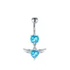 Piercing Transfronteiriço Série Azul de Aço Inoxidável Anel de Umbigo Pingente Olho do Diabo Anel de Umbigo Zircônia Micro-Incravada Joia de Piercing