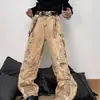 Pantalones de Pierna Ancha Irregulares Estilo Callejero Americano 2026, Destrucción Equilibrada, Jeans Color Albaricoque Scimitar del Páramo Tendencia