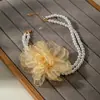 Joyería Europea y Americana Elegante Francés Collar de Perlas Dulce Malla de Tela de Gama Alta Cadena para la Clavícula con Flor
