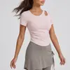 Roupa de Yoga Juyitang para Emagrecer com Bojos para Mulheres, Top de Verão Fitness de Manga Curta com Bojo Único
