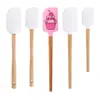 Espátula de Silicone com Estampa Criativa Cozinha Assar Cozinhar Mistura Faca Espátula para Bolo com Creme Cabo de Madeira Espátula de Silicone