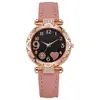 Relógio Feminino com Pulseira de Couro Fashion Pedraria Design Fresco Relógio Feminino Relógios de Pulso Acessórios de Moda