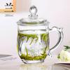 Taza de Té Transparente Taza de Té Grande Taza de Vidrio Taza para Beber Doméstica con Asa y Tapa Oficina Creativa